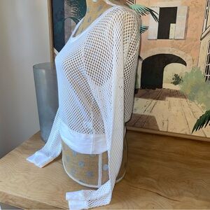 Express White Mesh Knit Top